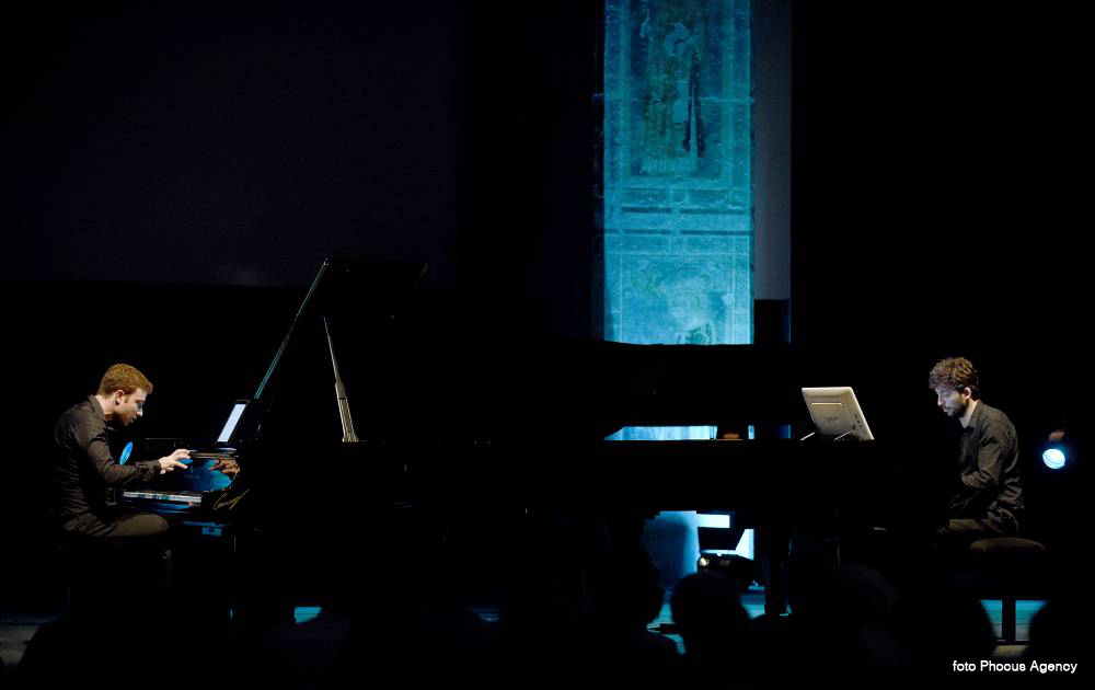 Cividale del Friuli, 22-07-2015 - MITTELFEST 2015 - ACQUA, TERRA, ARIA, il colore dell'acqua - Chiesa di San Francesco - Due pianoforti per la pace - Duo Amal - Bishara Haroni, pianoforte - Yaron Kohlberg, pianoforte - Foto Luca d'Agostino/Phocus Agency © 2015